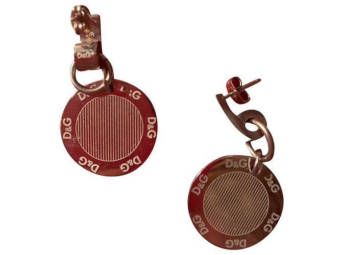 Pendientes Dolce & Gabbana con logo de metal plateado Plata