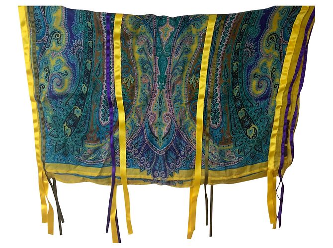 Sciarpa Etro in seta multicolore con frange in raso