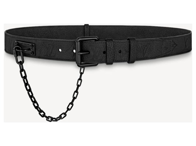 Louis vuitton signature 35mm belt 90cm Black Leather ref.258898