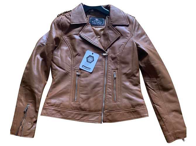 Autre Marque Lambskin Biker Jacket Caramel