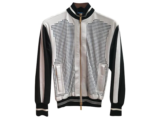 Abrigo Emanuel Ungaro de cuero blanco y negro 38 IT