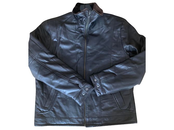Autre Marque Dunkelbraune Lammfelljacke