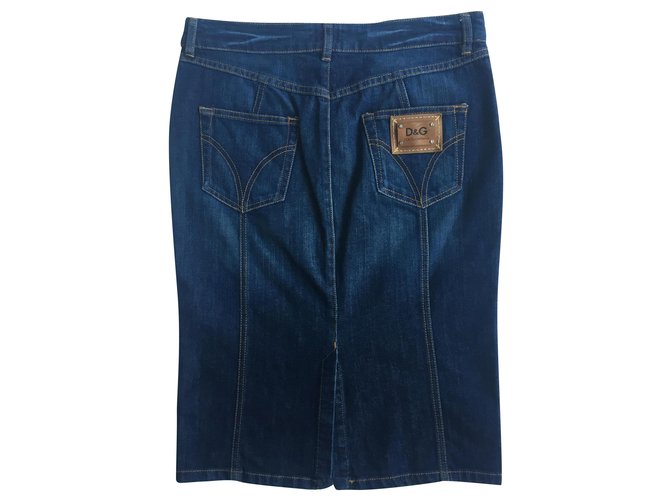 Dolce & Gabbana Skirts Dark blue Cotton Elastane Denim  ref.259204