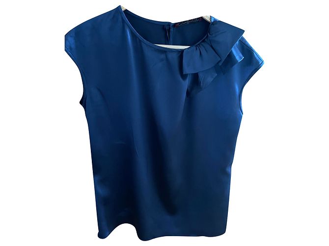 Carolina Herrera Satinoberteil Dunkelblau