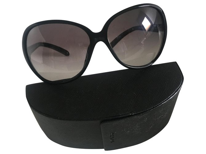 prada sunglasses Black Metal Plastic Polyurethane  ref.259302