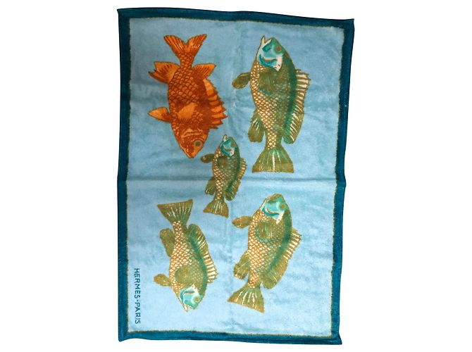 Hermès Lagoon fish Light blue Cotton