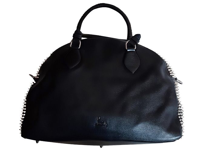 Borsa Christian Louboutin in pelle nera con rivetti argento Nero