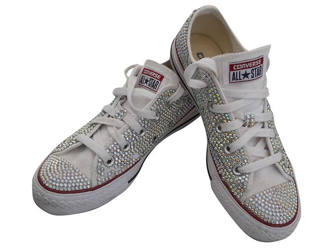 Zapatillas Converse de lino con piedras Swarovski