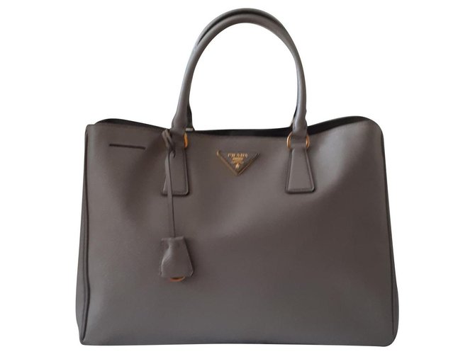 Prada Saffiano Lux Tote Bag Taupe Leather  ref.259394