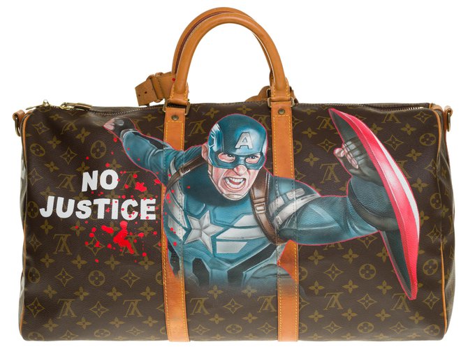 Exceptional Louis Vuitton Keepall travel bag 50 Captain America