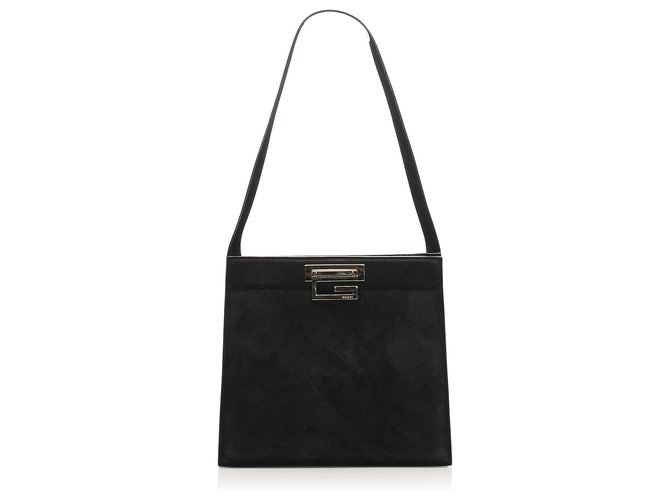 Gucci Black Suede Shoulder Bag Leather  ref.259445