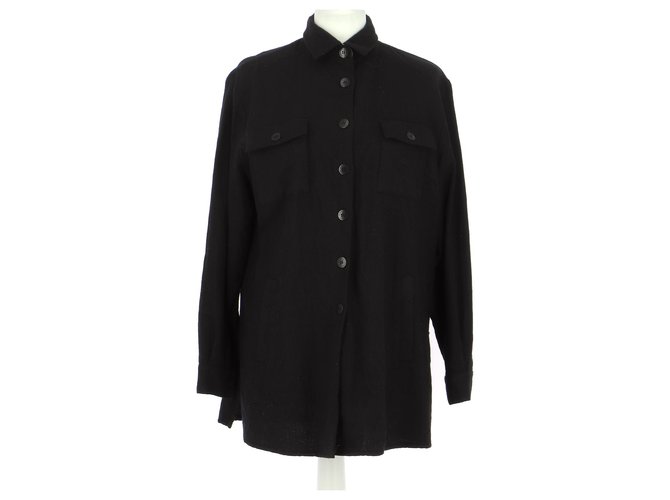 Burberry Camicia Nero Lana  ref.259574