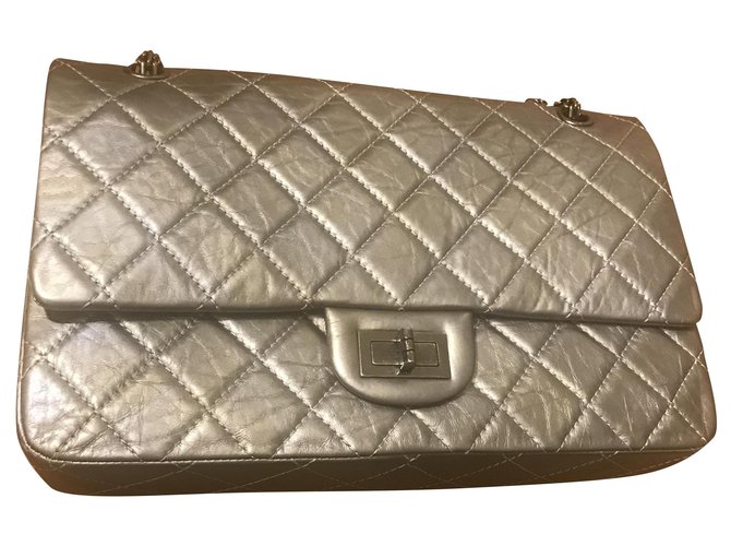 Chanel 2.55 Silvery Leather  ref.259597
