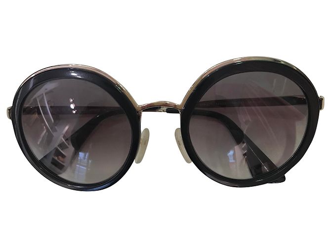 Prada sunglasses black acetate with gold hardware