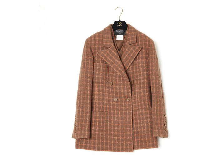 Chanel FW95 JACKET AND VEST FR38 Light brown Wool  ref.259658