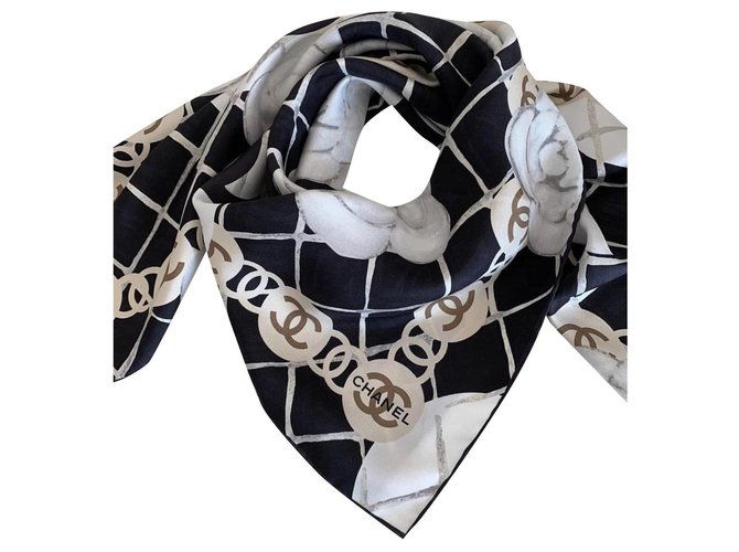 Chanel scarf Black Silk  ref.259711