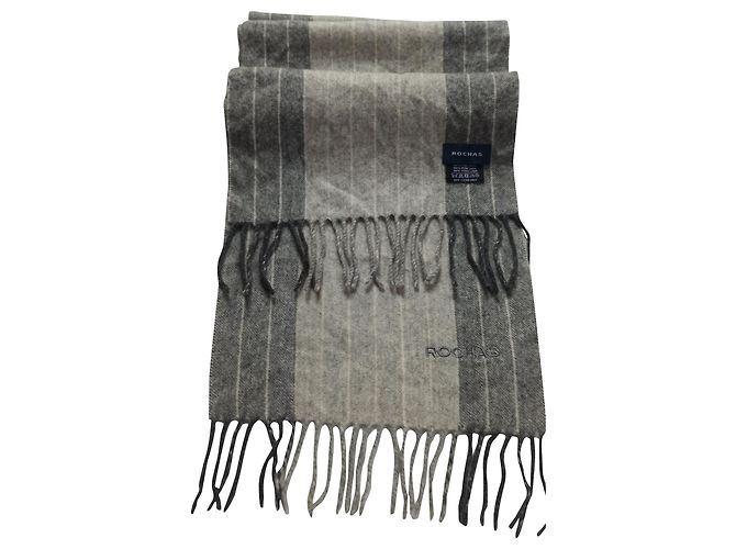 Rochas Wollschal gestreift Grau