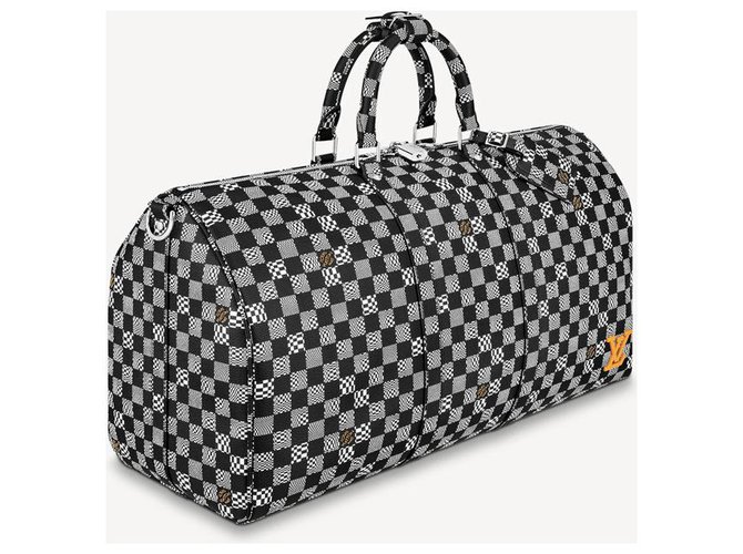 Louis Vuitton Black And White Distorted Damier Keepall Duffle