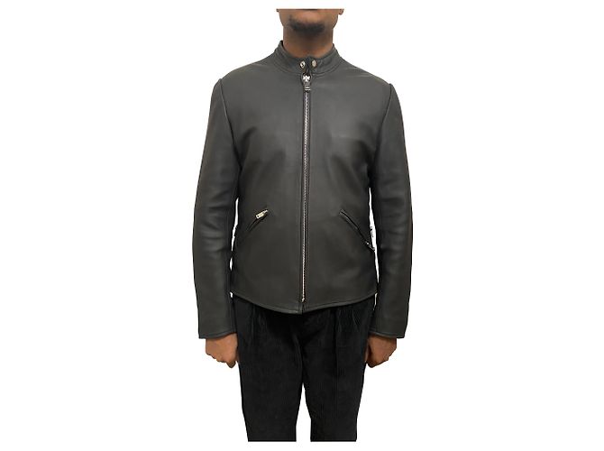 Sandro lambskin leather jacket navy blue