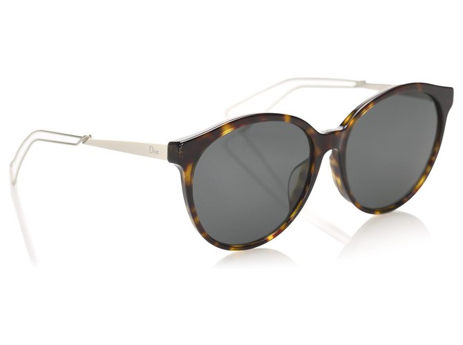 Gafas de sol polarizadas redondas marrones Dior Castaño Plástico  ref.260073