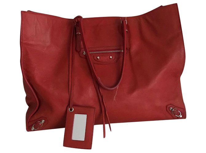 Balenciaga PAPER BAG A4 Red Leather  ref.260283