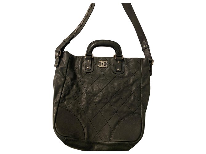 Chanel Handbags Dark grey Leather  ref.260286