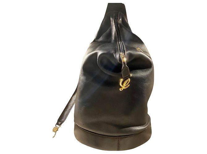 Loewe Black Leather Backpack