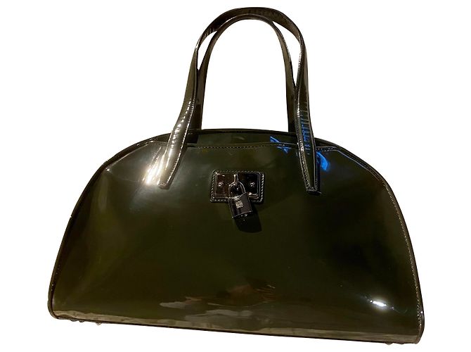 Loewe Clutch Tasche Lackleder Dunkelgrau Anthrazitgrau