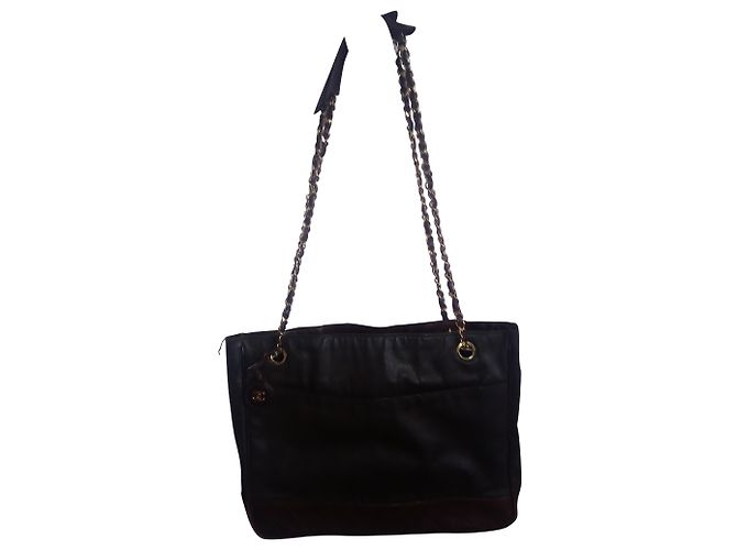 Chanel Borse Marrone scuro Pelle Tela
