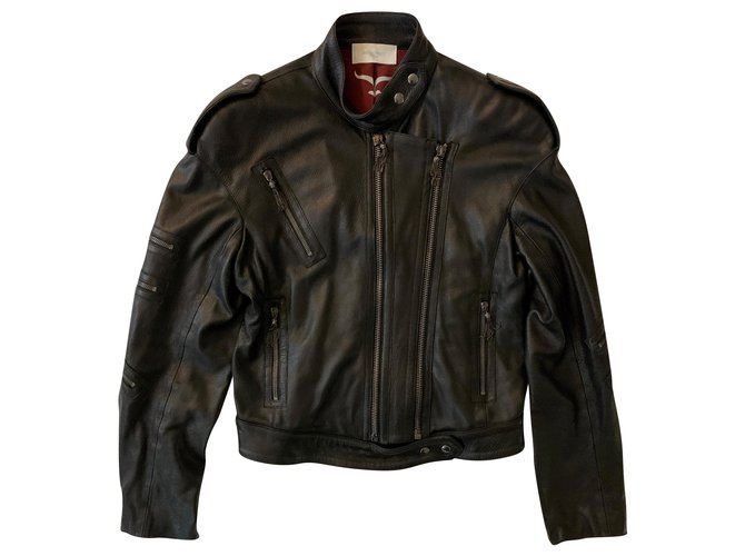 Emilio Pucci Black deer leather biker jacket  ref.260368