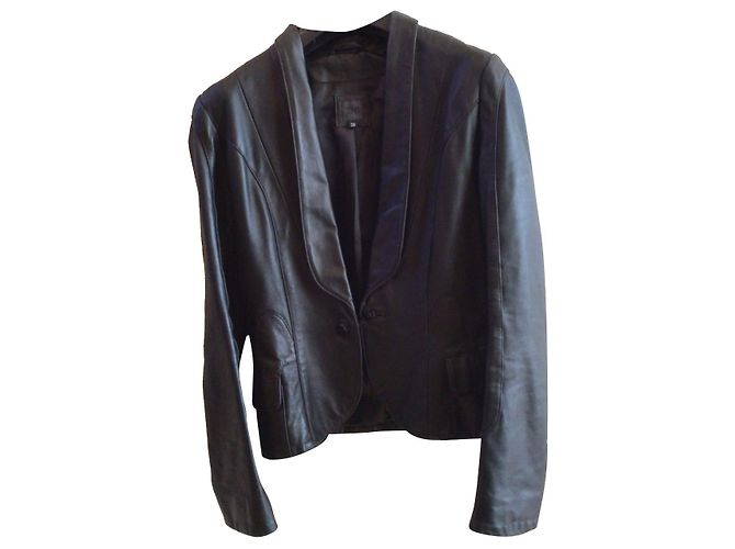 Autre Marque Schwarze Lederjacke aus Lammleder