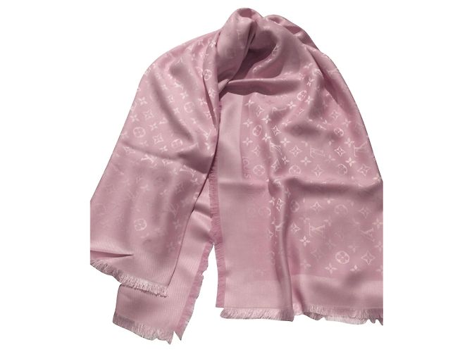 Louis Vuitton Scialle Monogram Rosa Seta Lana
