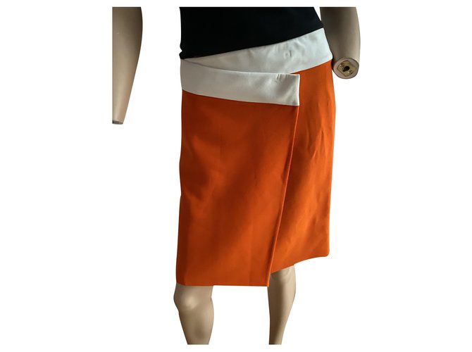 Joseph Black & White Asymmetric Tammy Mini Skirt Orange Viscose  ref.260550