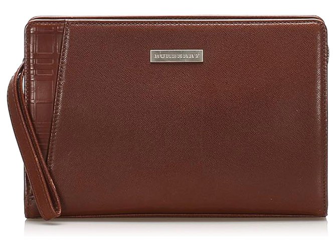 Burberry Brown Leather Pouch Pony-style calfskin  ref.260673