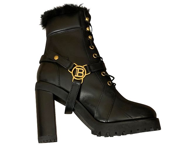 Balmain New leather boots never worn Black