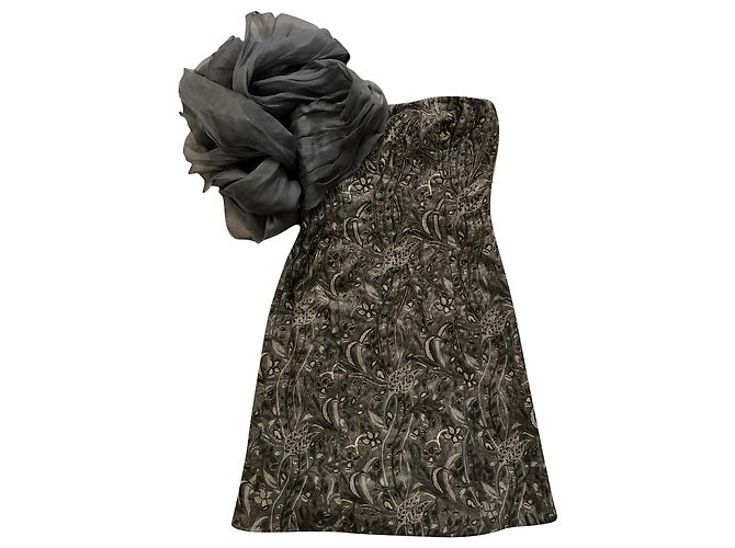 Armani Gesticktes Cocktailkleid Anthrazitgrau