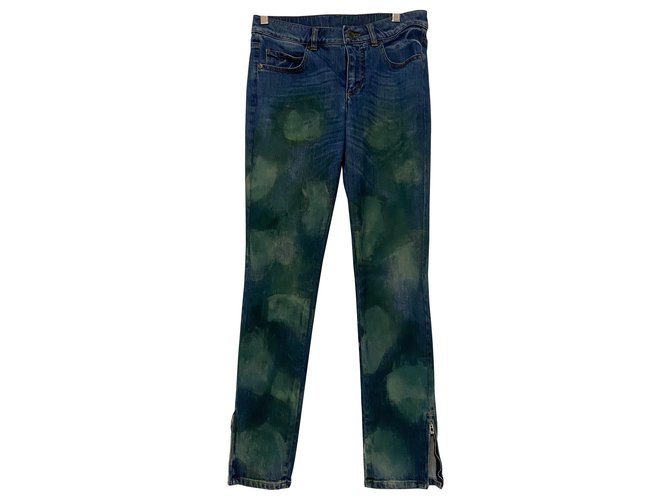 Chanel Jeans Azul Verde Algodão  ref.260778