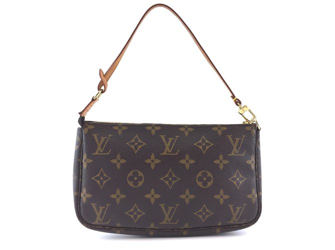 Louis Vuitton Pochette Zubehör Monogramm Leinwand Braun Leder  ref.260803