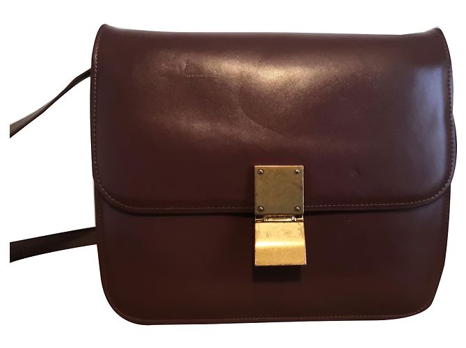 Classic Box Borsa Céline Classic Medium in Pelle Marrone Marrone scuro