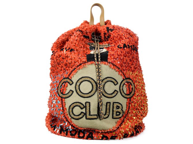 Chanel 2017 CocoClub Backpack Orange Cotton  ref.260859
