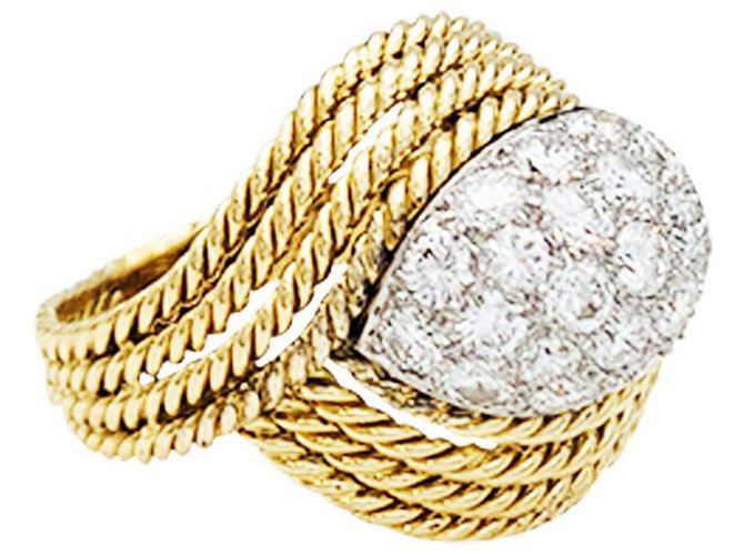 Autre Marque Chanteloup Ring aus Gelbgold und Platin, Diamanten. Gelbes Gold  ref.260869