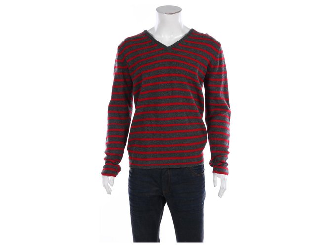 Filippa K Wollpullover rot grau 