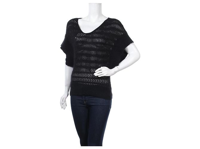 Club Monaco Pullover Schwarz Wolle und Angora XS