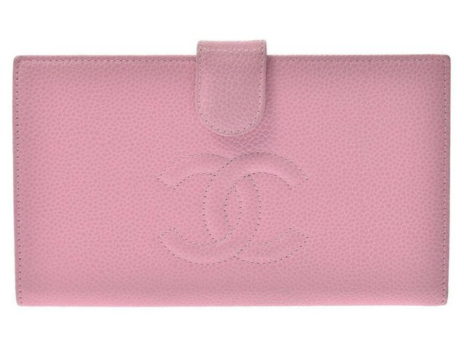 Portefeuille Chanel Cuir Rose  ref.261046