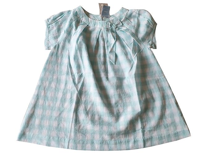 Jacadi Blusa in Cotone Bianca e Azzurro 10 Anni Bianco Blu chiaro