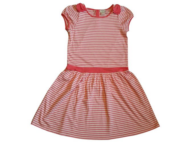 Cyrillus Dresses Pink White Cotton  ref.261091