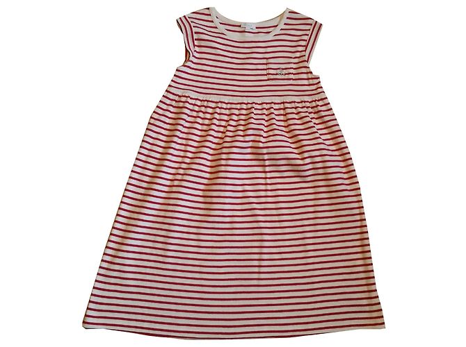 Robe Jacadi en coton blanc et rouge 10 ans