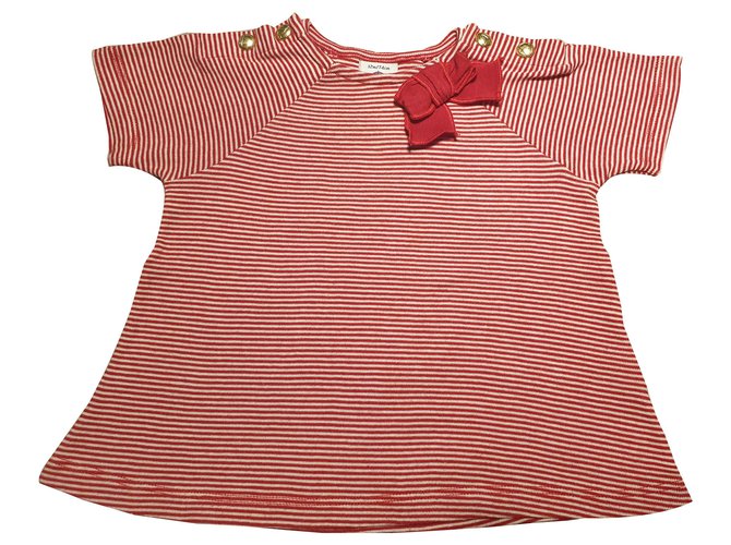Petit Bateau Camisetas y tops Blanco Roja Algodón  ref.261097
