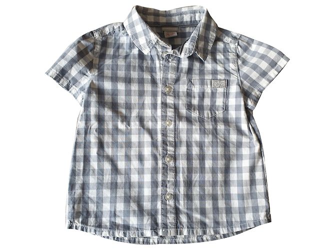 T-shirt Cyrillus en coton blanc et gris 12 mois