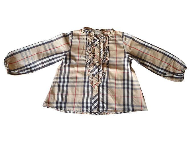 T-shirt Burberry in cotone beige e blu navy 18 mesi